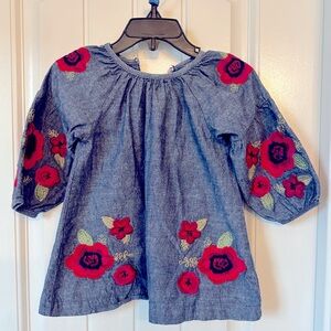 Mudpie Girls 12-18mo Chambray Dress with Embroidery